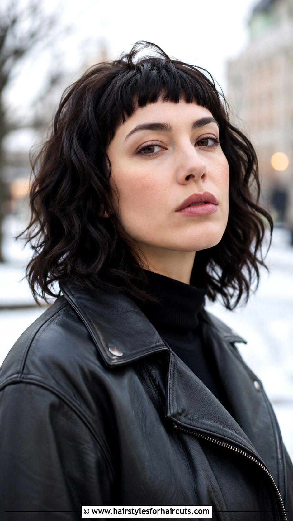 Loose Curls With Micro Bangs - 25 loose curls hairstyles for medium hair - 25 loose curls hairstyles for medium hair