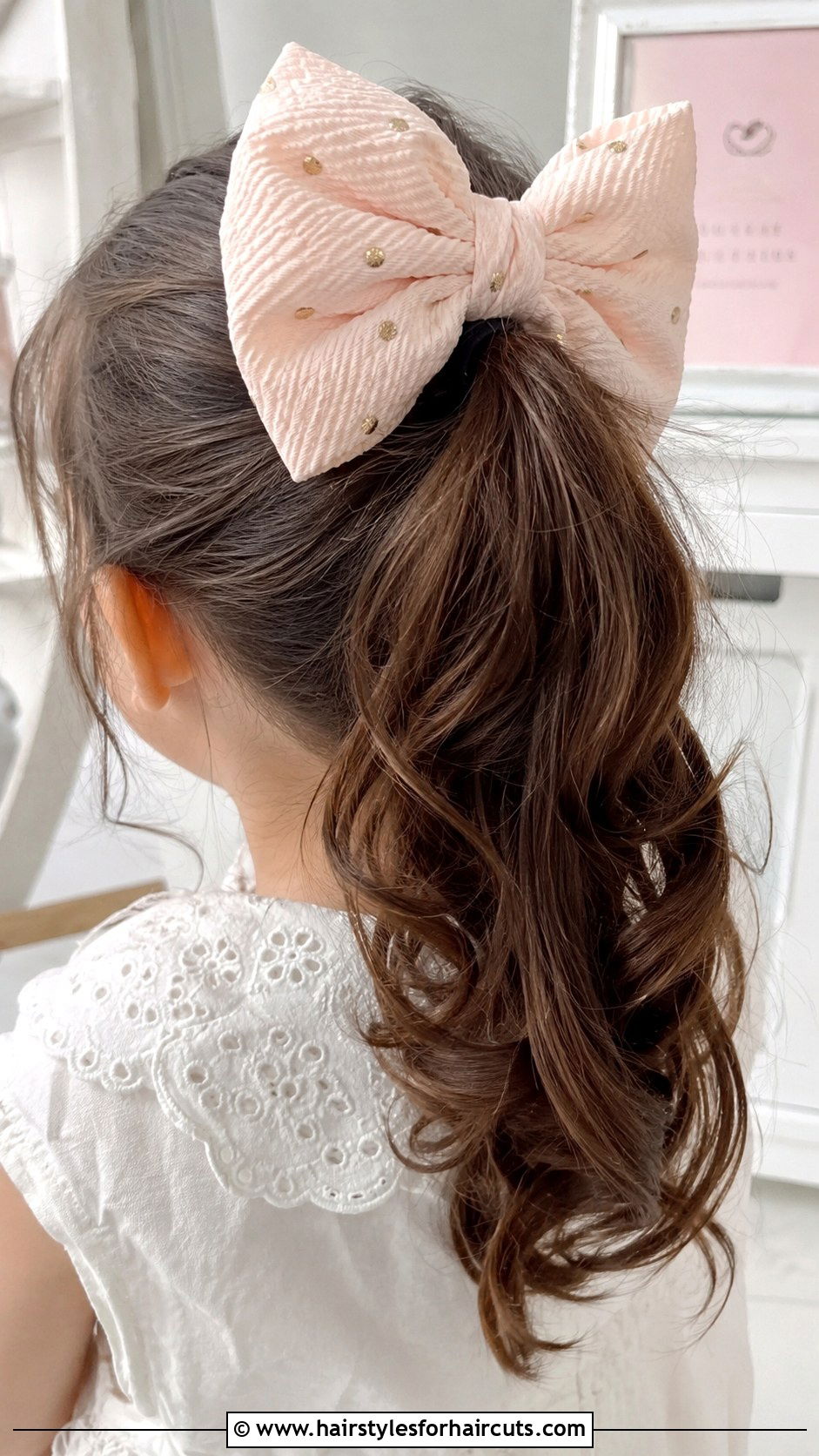 Loose Curly Ponytail With Bow - 25 cute hairstyles curly hair kids - 25 cute hairstyles curly hair kids