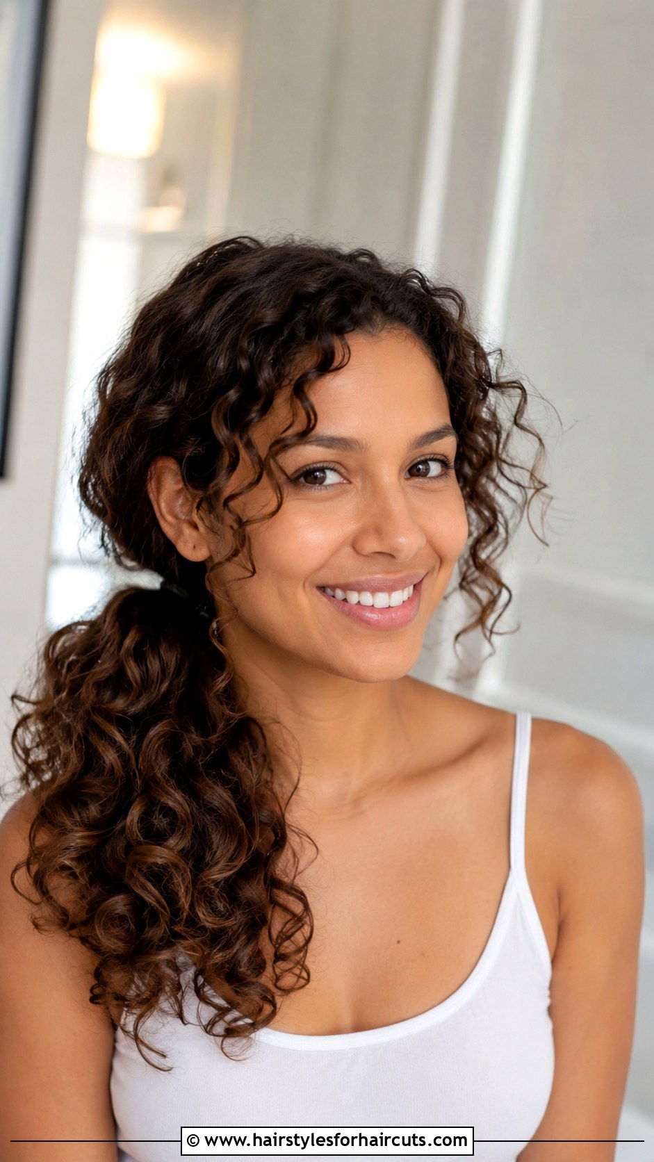 Loose Curly Side Ponytail - 25 cute hairstyles for loose curly hair - 25 cute hairstyles for loose curly hair