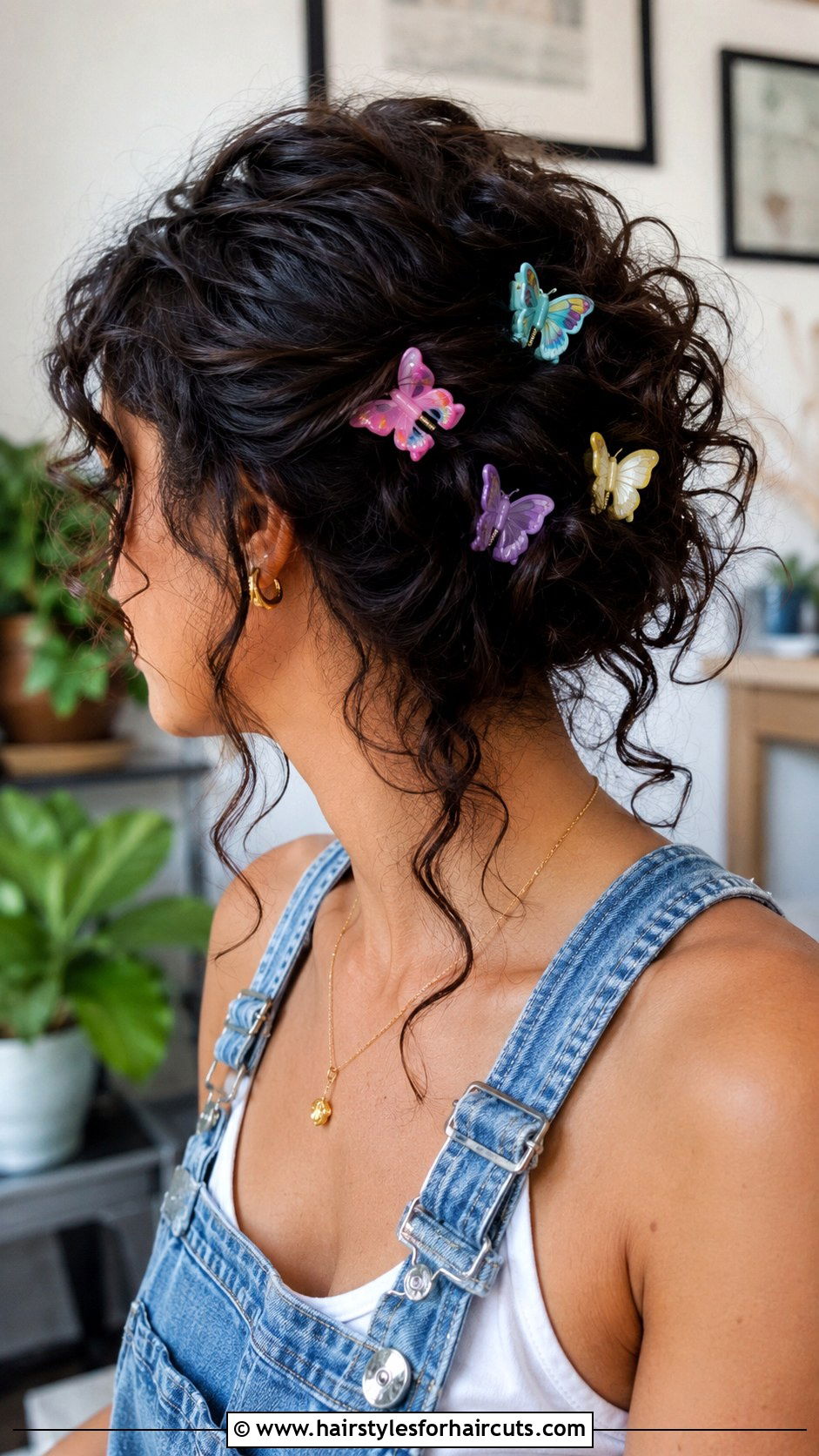 Loose Curly Updo With Butterfly Clips - 25 curly hairstyles with clips - 25 curly hairstyles with clips