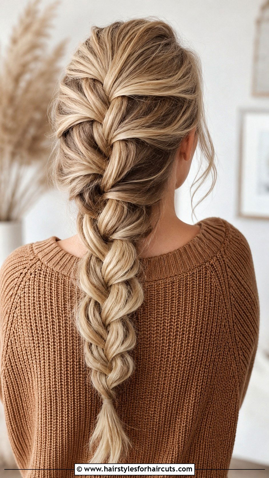 Loose French Braid Down The Back - 25 thanksgiving hairstyles for long hair - 25 thanksgiving hairstyles for long hair