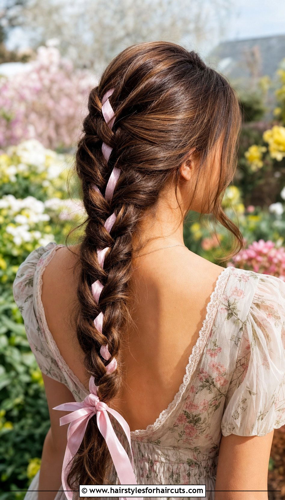 Loose French Braid With Ribbons - 25 wedding hairstyles for long hair with braids - 25 wedding hairstyles for long hair with braids