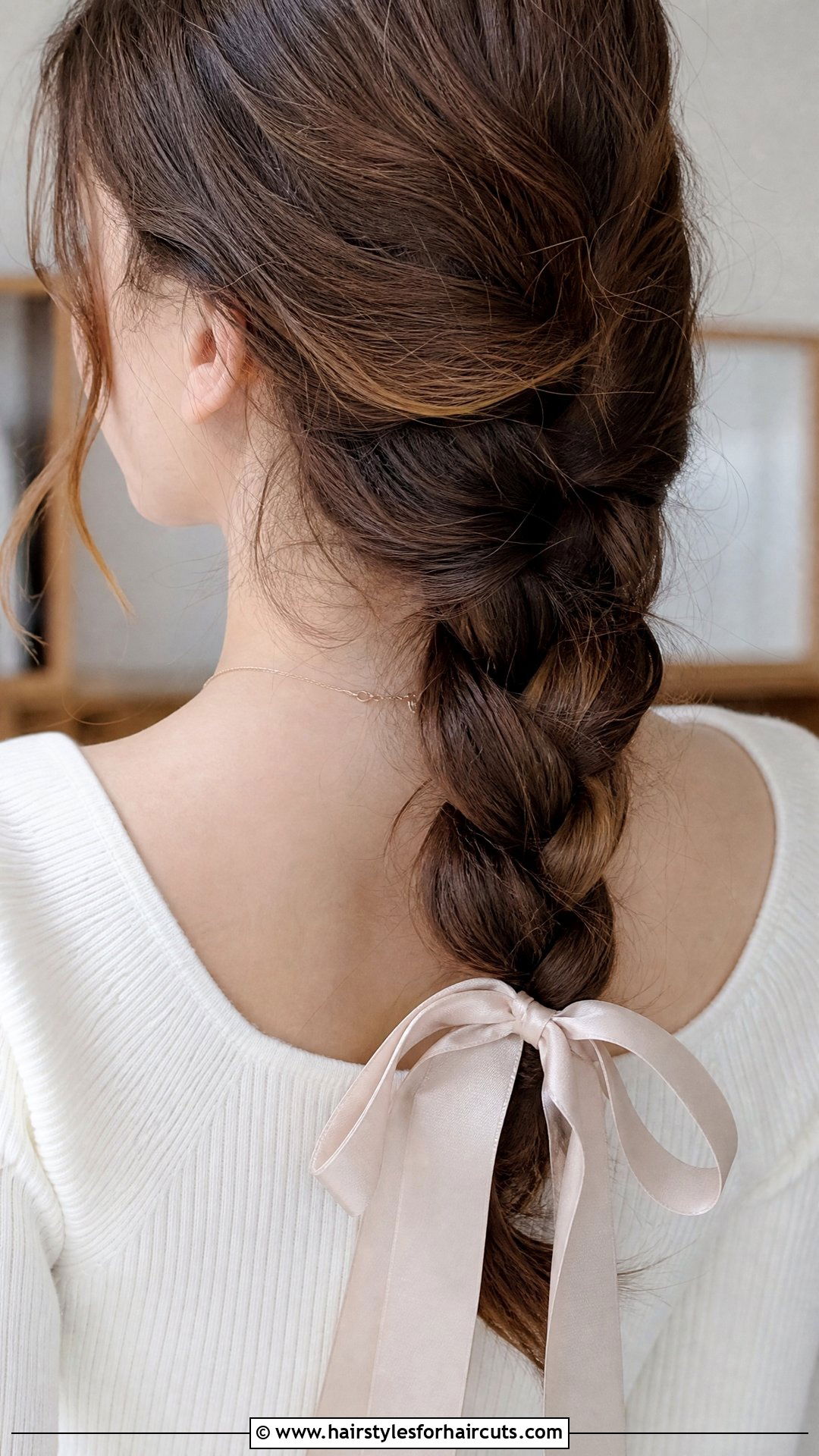 Loose Plait With Hair Ribbon - 25 workout hairstyles that wont damage hair - 25 workout hairstyles that won't damage hair