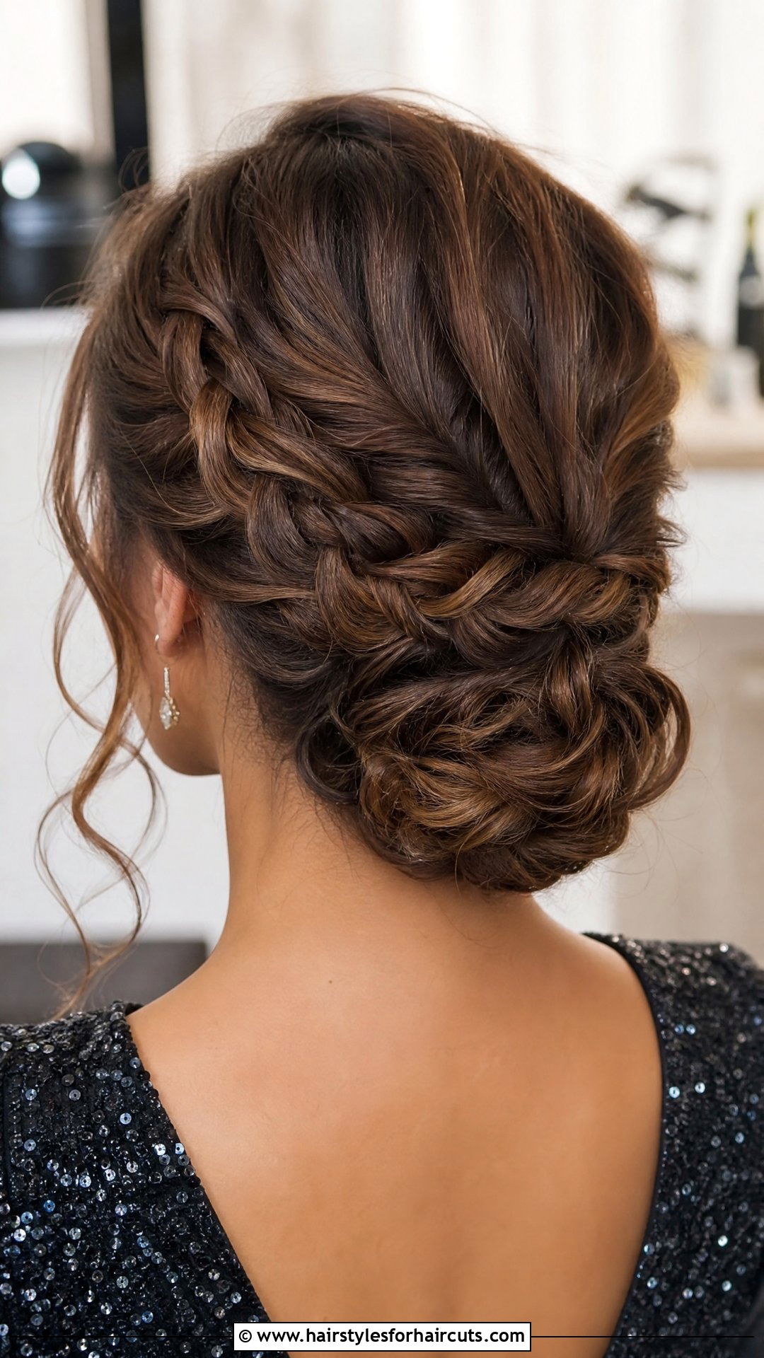 Loose Rope Braid Bun - 25 romantic date night hairstyles for long hair - 25 romantic date night hairstyles for long hair