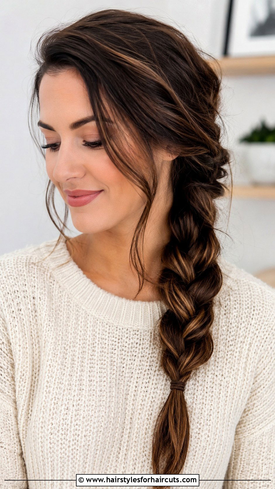 Loose Side Braid - 25 easy hairstyles for shoulder length straight hair - 25 easy hairstyles for shoulder length straight hair