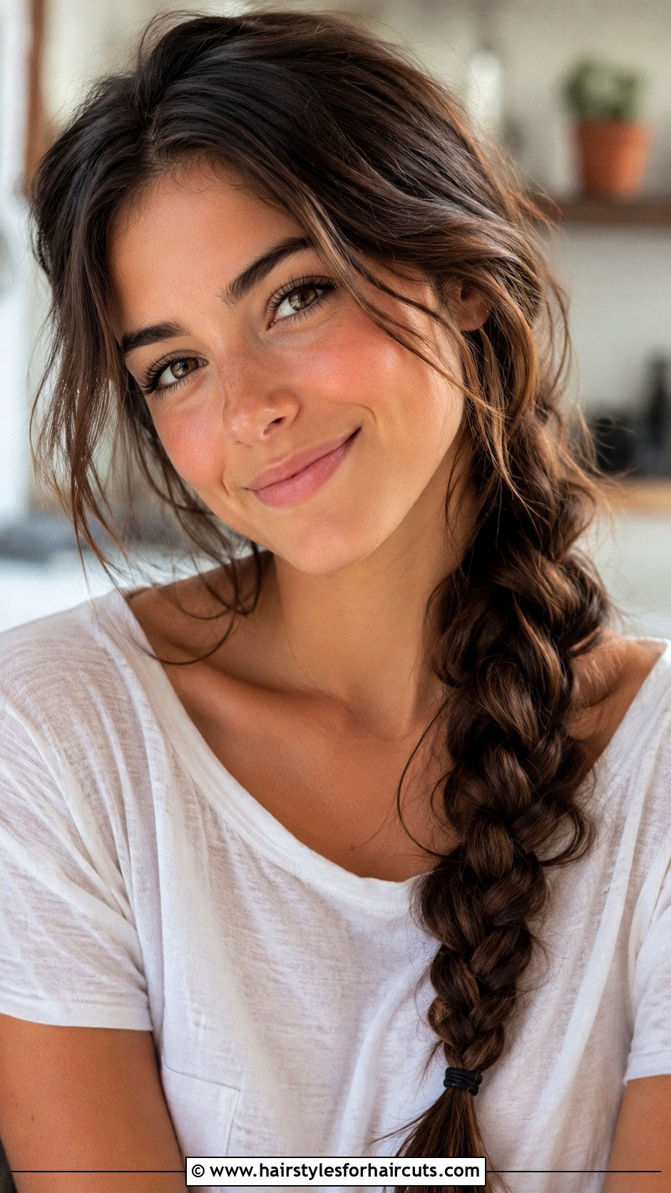 Loose Side Braid - 25 easy summer hairstyles for medium hair - 25 easy summer hairstyles for medium hair