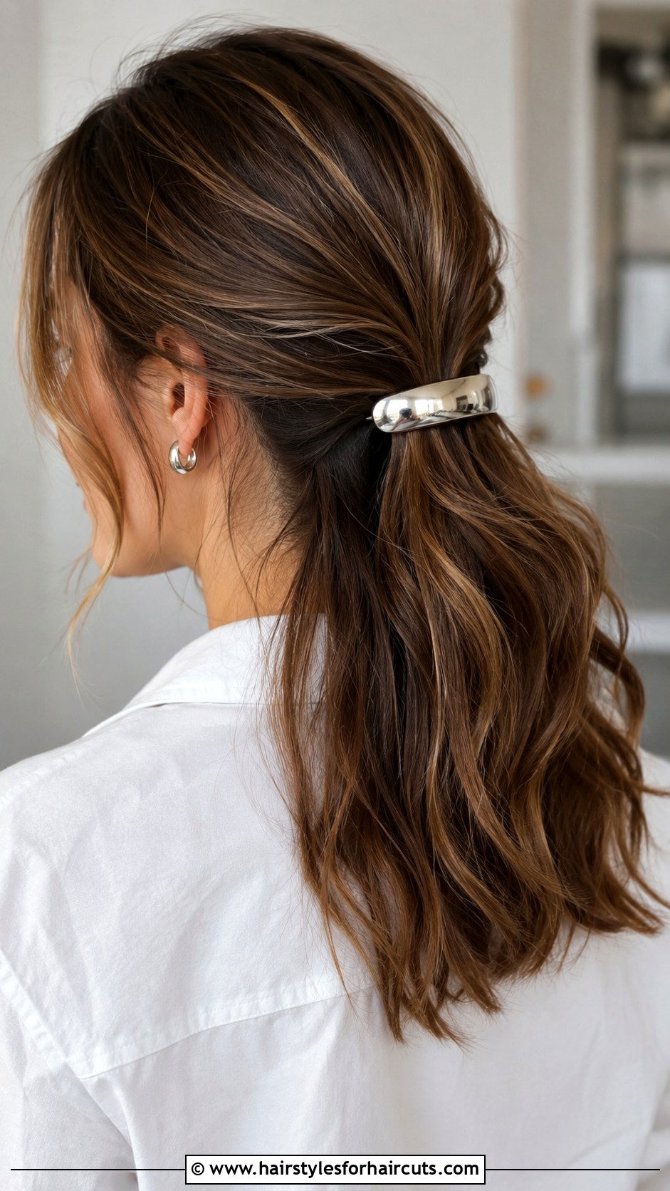 Loose Waves With Metallic Barrette - 25 hair clip hairstyles - 25 hair clip hairstyles