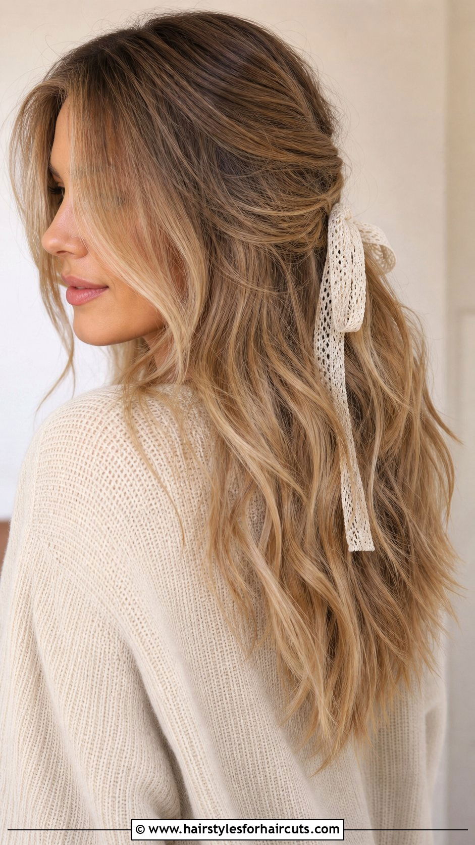 Loose Waves With Ribbon - 25 long hair ribbon hairstyles - 25 long hair ribbon hairstyles