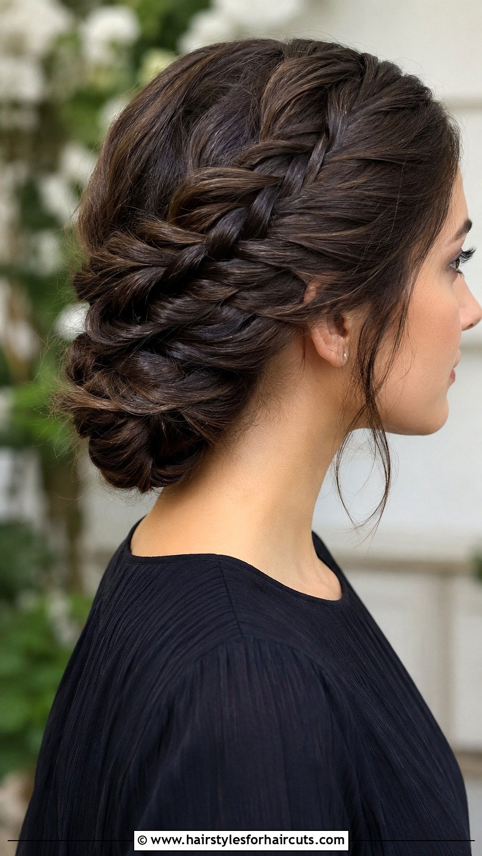 Low Braided Bun - 25 funeral hairstyles - 25 funeral hairstyles