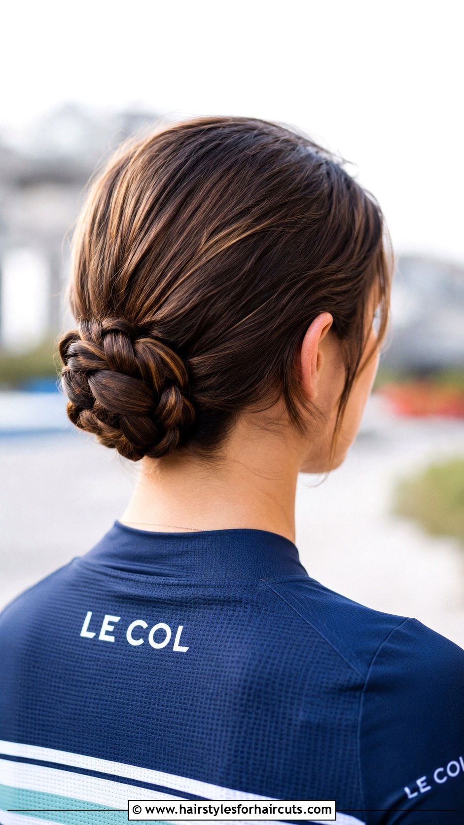 Low Braided Bun - 25 long hair cute sporty hairstyles - 25 long hair cute sporty hairstyles