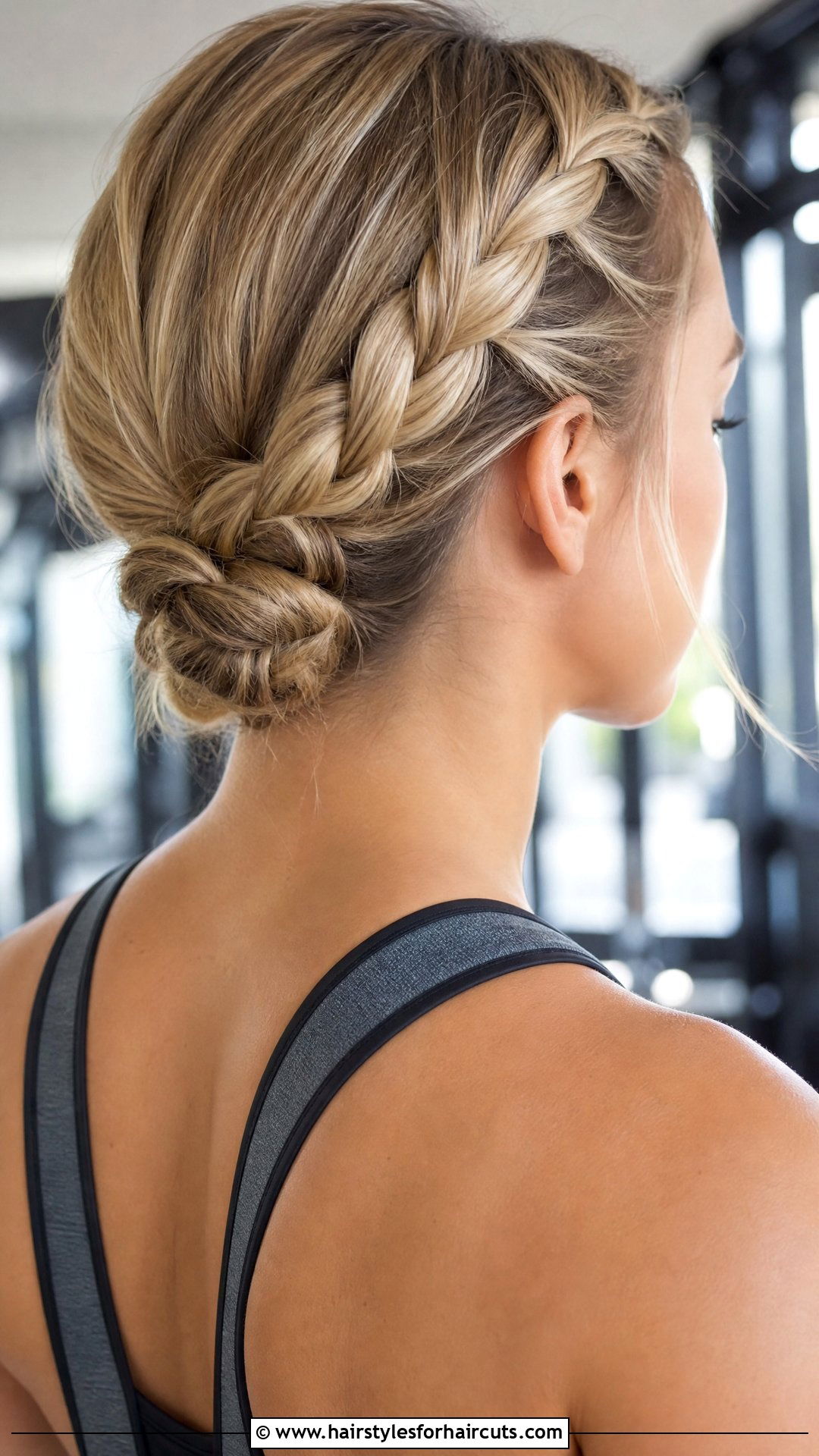Low Braided Bun - 25 workout hairstyles that wont damage hair - 25 workout hairstyles that won't damage hair