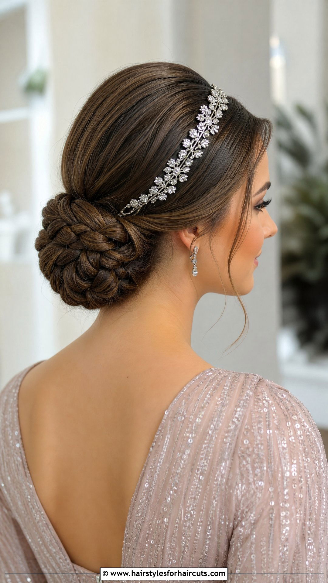 Low Braided Bun With Headband - 25 long hair wedding hairstyles with headband - 25 long hair wedding hairstyles with headband