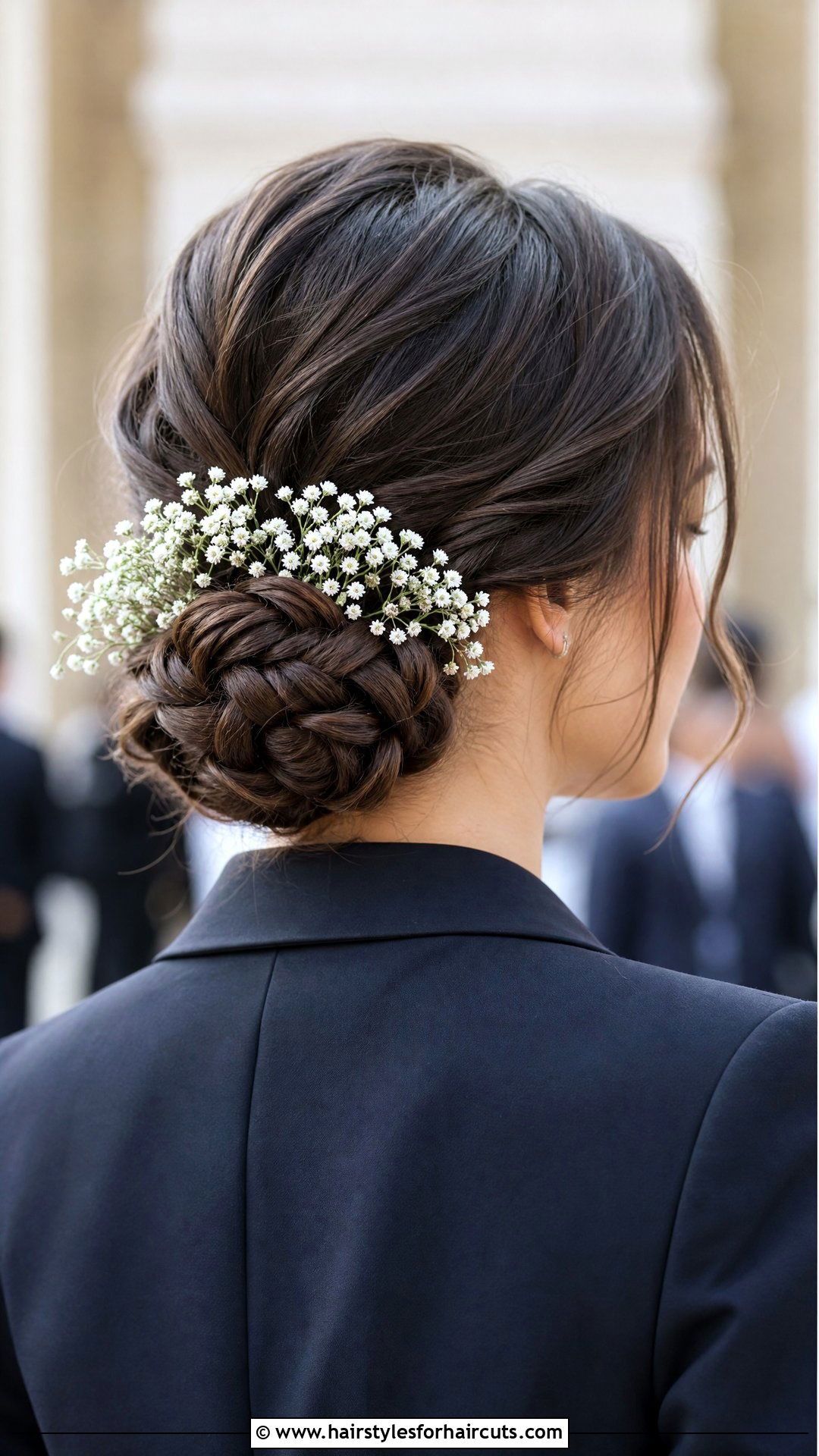 Low Braided Chignon With Floral Accents - 25 hairstyles frida kahlo hair - 25 hairstyles frida kahlo hair