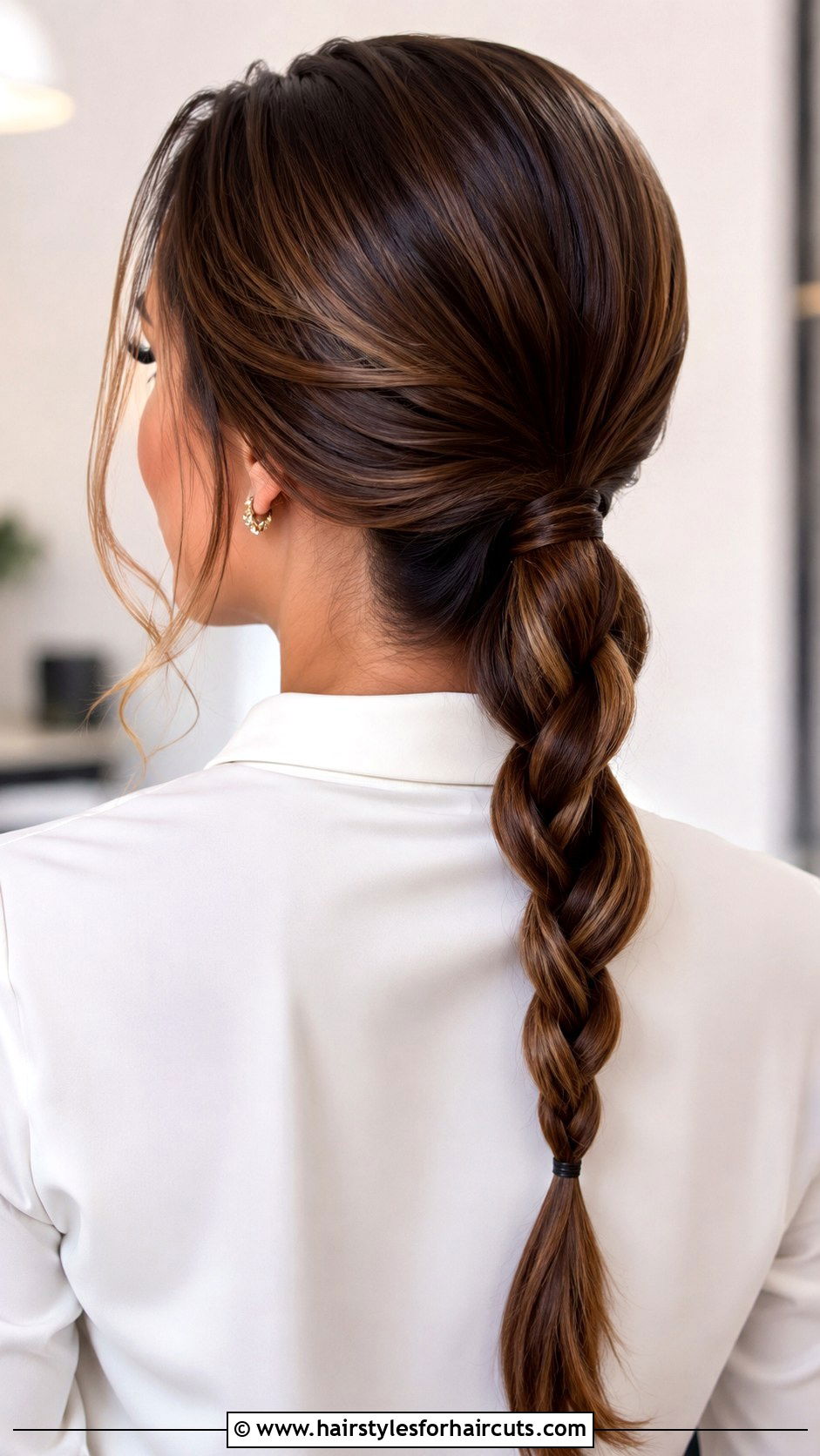 Low Braided Ponytail - 25 easy pulled back hairstyles for long hair - 25 easy pulled back hairstyles for long hair