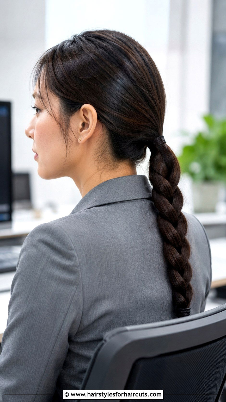 Low Braided Ponytail - 25 clean girl hairstyles - 25 clean girl hairstyles