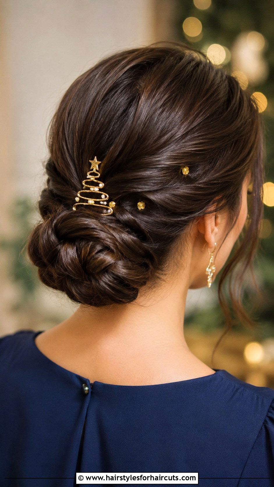 Low Bun Christmas Tree Hairstyle - 25 christmas tree hairstyles - 25 christmas tree hairstyles