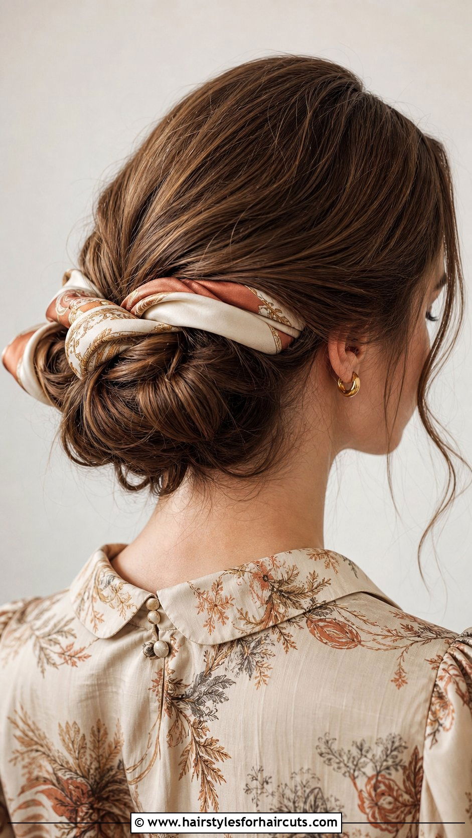 Low Bun With A Scarf - 25 low bun hairstyles - 25 low bun hairstyles