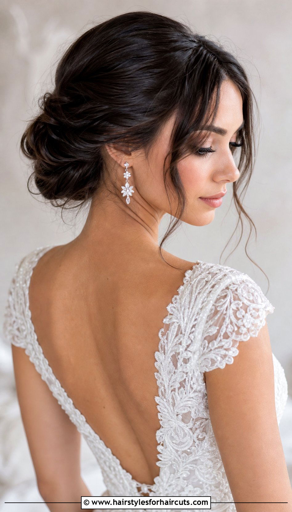 Low Bun With Face Framing Pieces - 25 wedding hairstyles for shoulder length straight hair - 25 wedding hairstyles for shoulder length straight hair