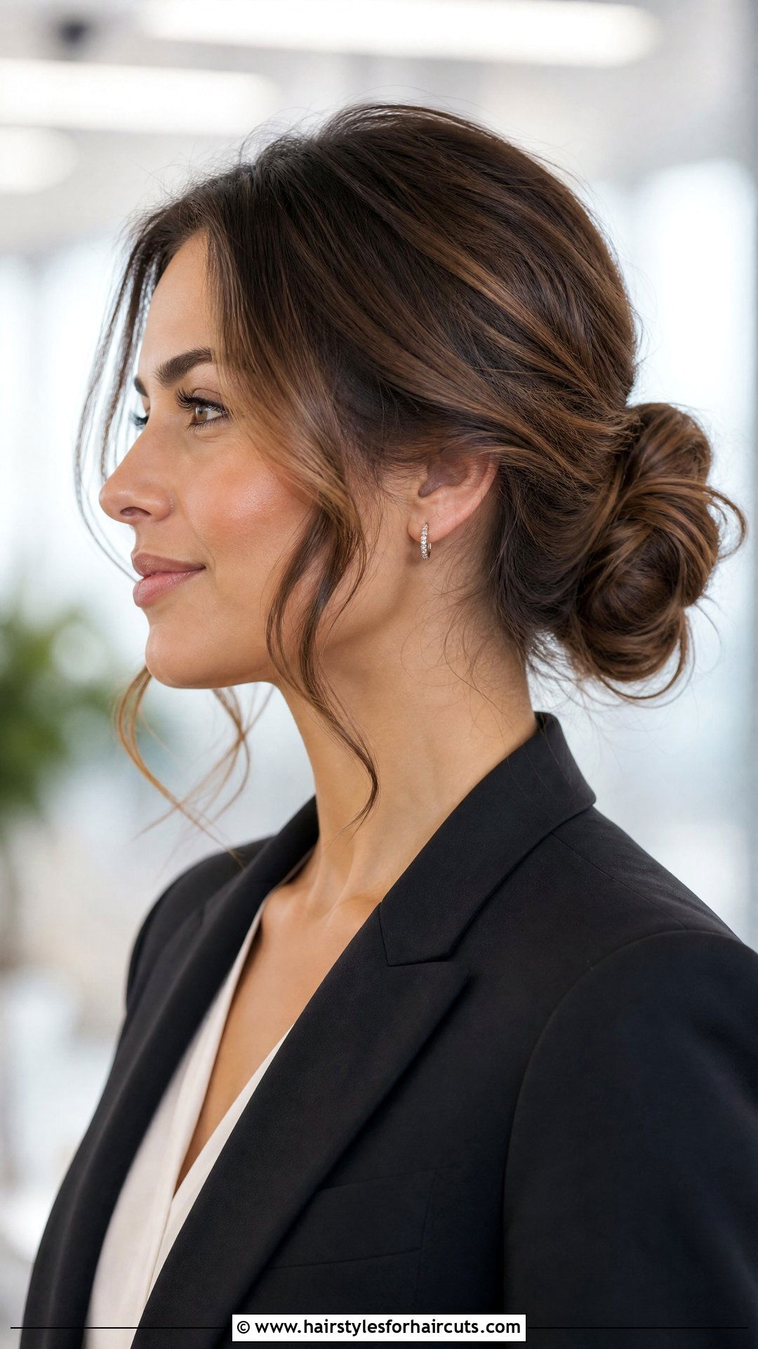 Low Bun With Loose Waves - 25 womens hairstyles for thick wavy hair - 25 womens hairstyles for thick wavy hair
