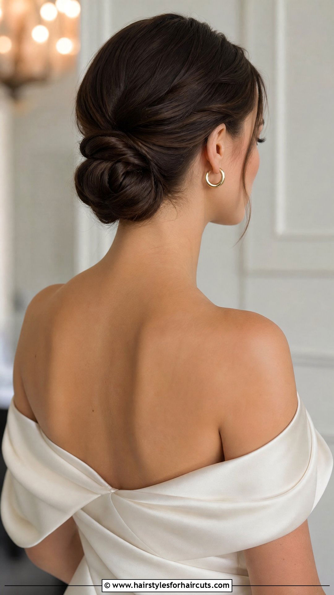 Low Chignon - 25 hairstyles for off the shoulder dress - 25 hairstyles for off the shoulder dress