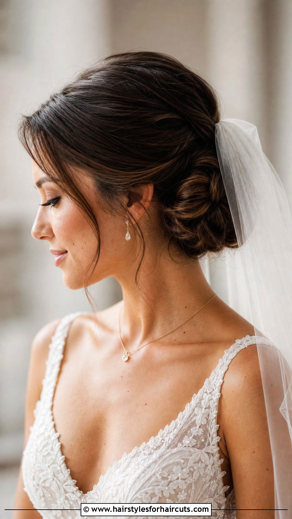 Low Chignon Bun For Shoulder Length Hair - 25 wedding hairstyles for shoulder length hair - 25 wedding hairstyles for shoulder length hair