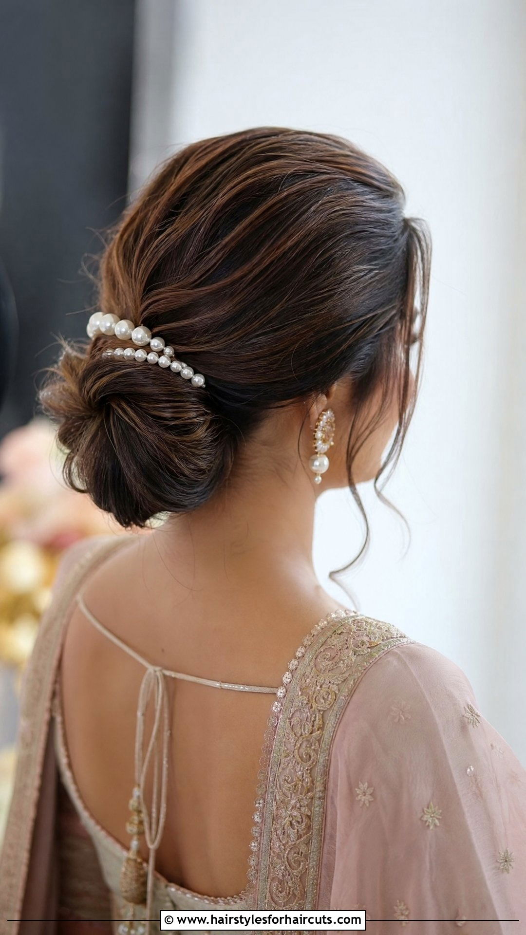 Low Chignon With Hair Accessories - 25 traditional hairstyles girl for wedding - 25 traditional hairstyles girl for wedding