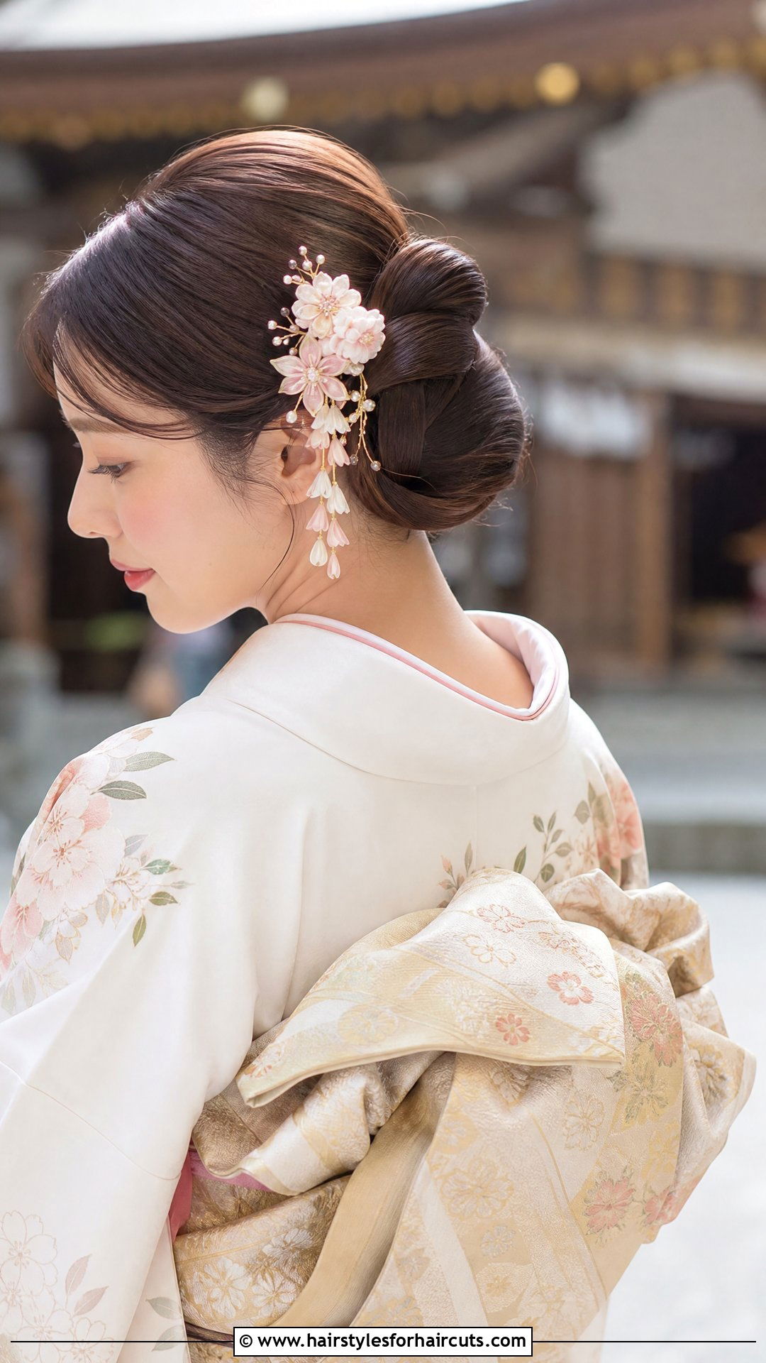 Low Chignon With Kanzashi Kimono - 25 kimono hairstyles - 25 kimono hairstyles