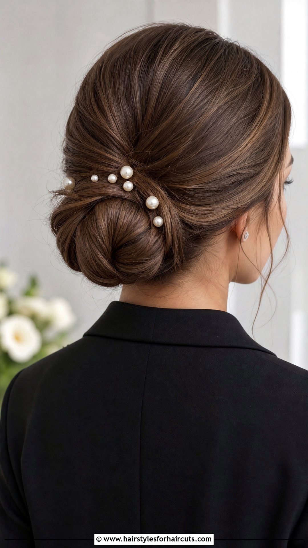 Low Chignon With Pearls - 25 hairstyles with pearls - 25 hairstyles with pearls