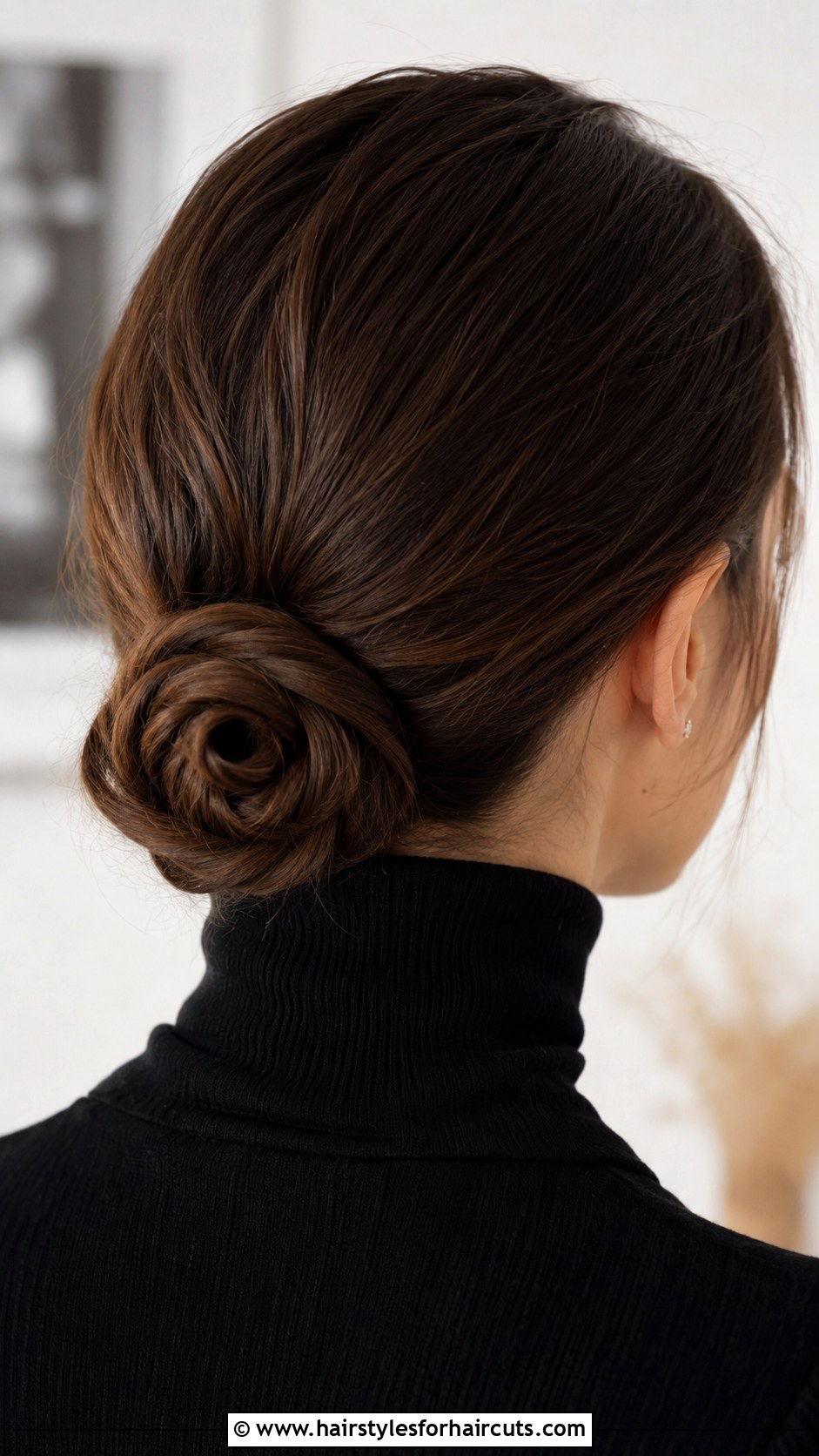 Low Coiled Bun - 25 bun hairstyles for short hair - 25 bun hairstyles for short hair
