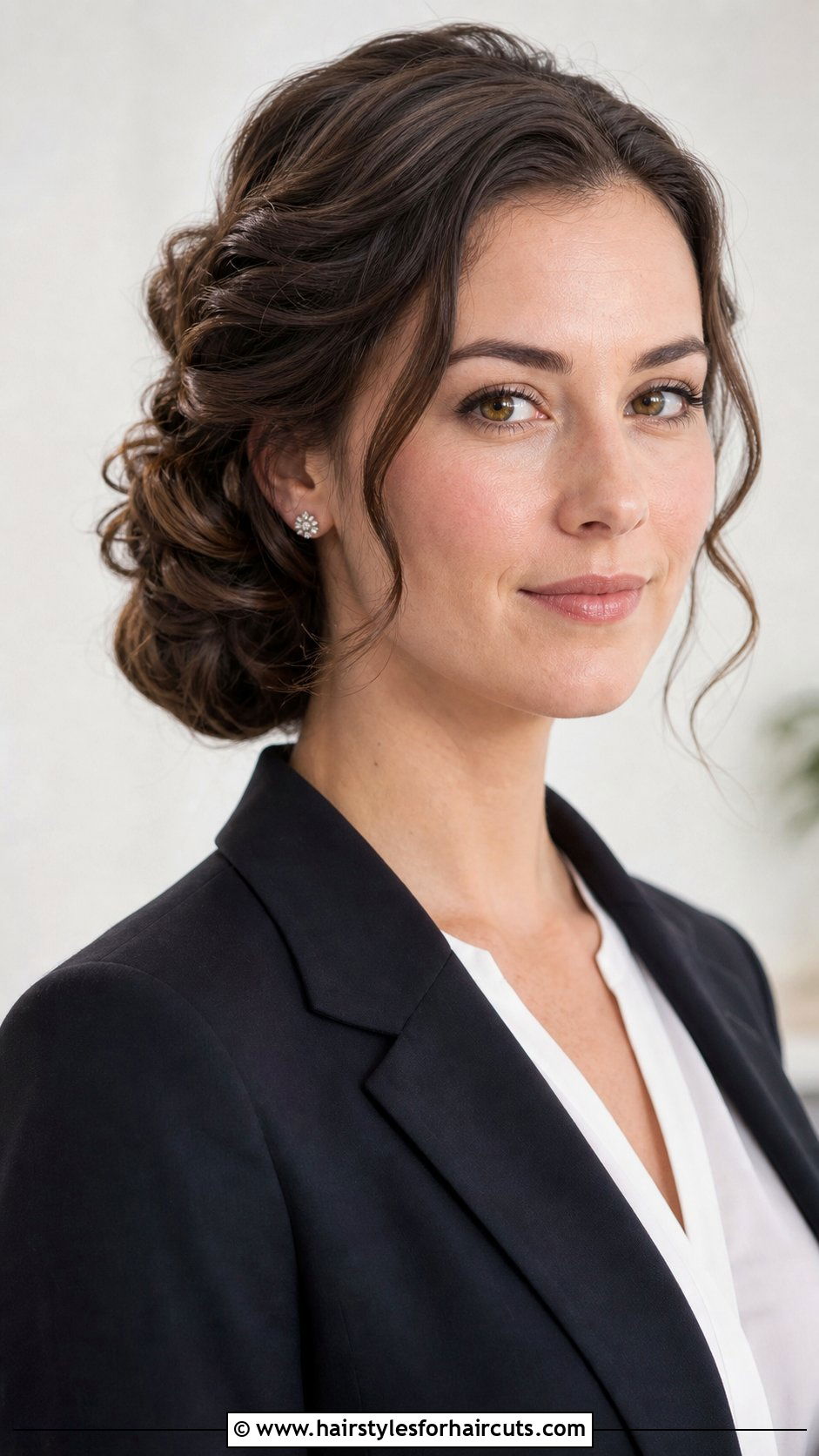 Low Curly Chignon - 25 curly hair work hairstyles - 25 curly hair work hairstyles
