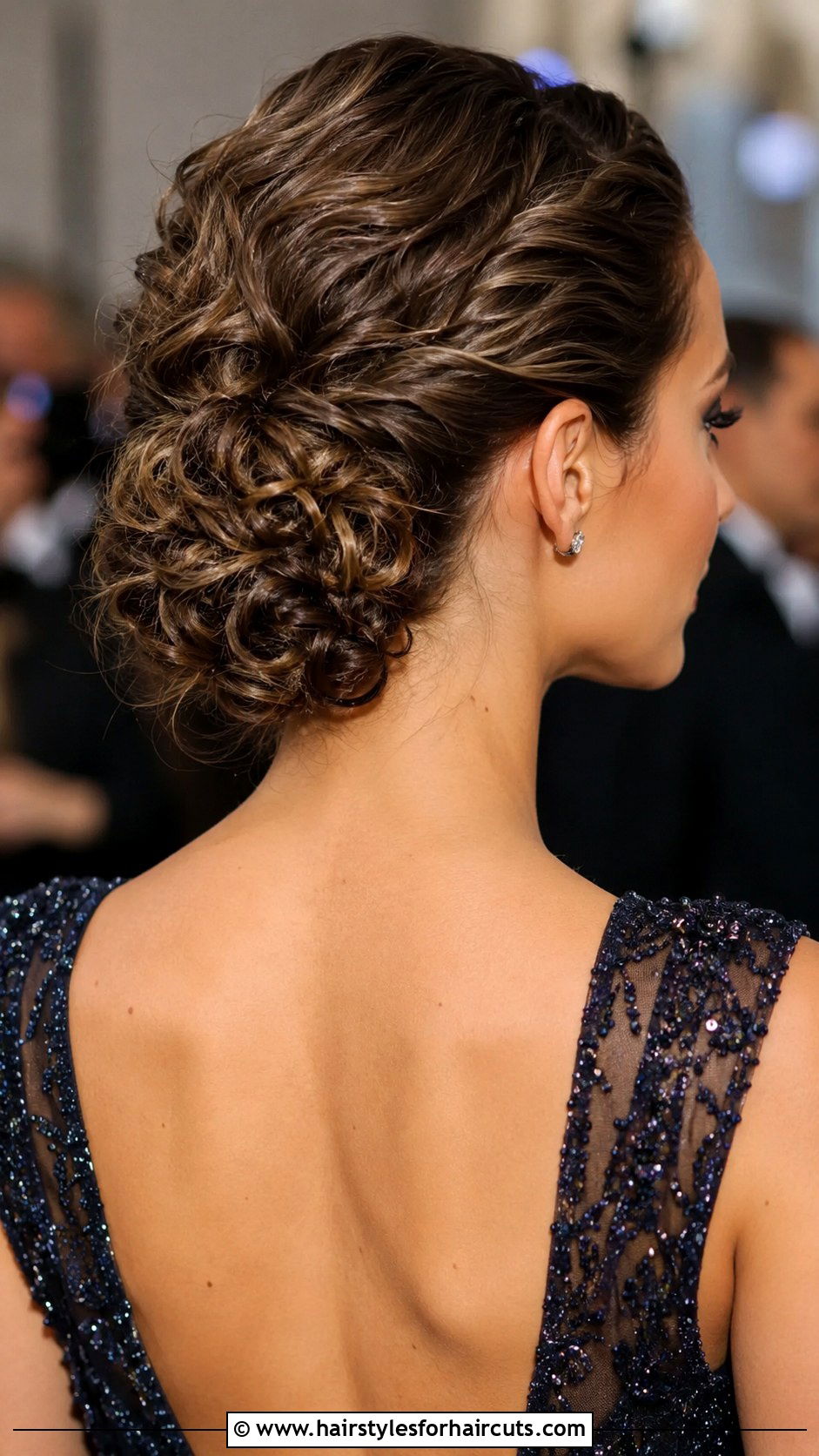 Low Curly Chignon Dance Hairstyle - 25 dance hairstyles for curly hair - 25 dance hairstyles for curly hair