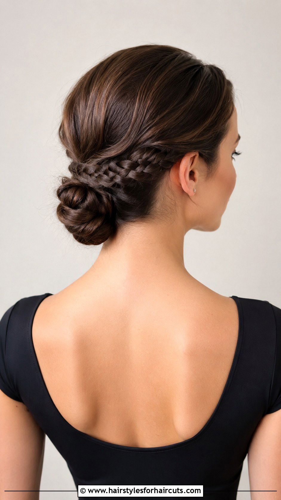 Low Knot With Braided Detail - 25 ballet hairstyles for short hair - 25 ballet hairstyles for short hair
