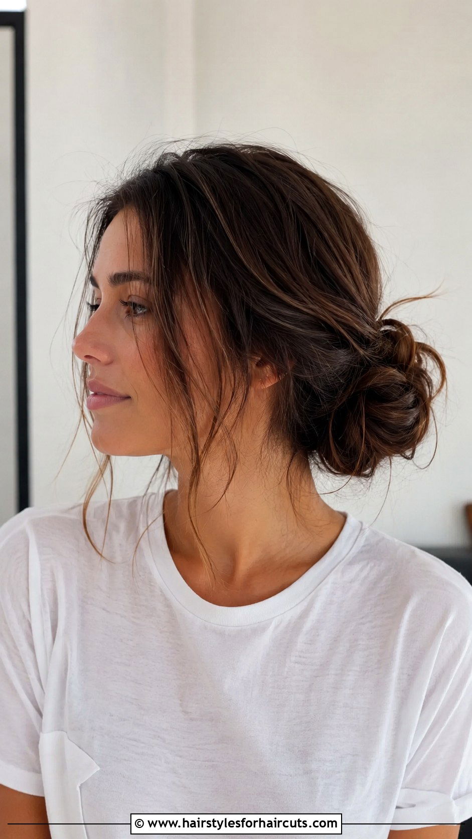 Low Messy Bun With Loose Strands - 25 1b hairstyles - 25 1b hairstyles