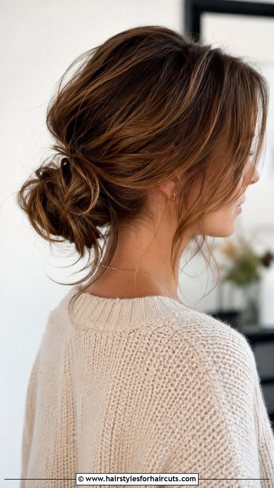 Low Messy Chignon - 25 chignon hairstyles for medium length hair - 25 chignon hairstyles for medium length hair
