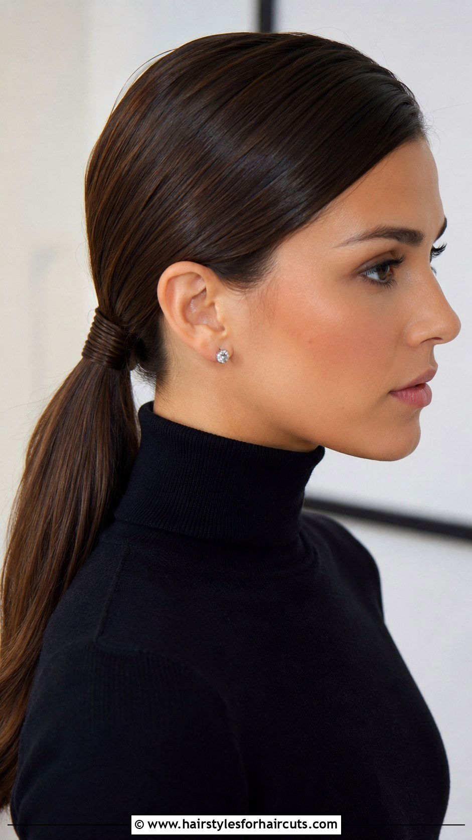 Low Ponytail With Deep Side Part - 25 dressy hairstyles for shoulder length hair - 25 dressy hairstyles for shoulder length hair