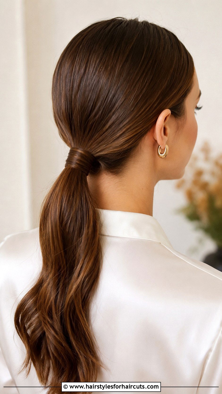 Low Ponytail With Hair Wrap - 25 cute hairstyles for shoulder length hair - 25 cute hairstyles for shoulder length hair