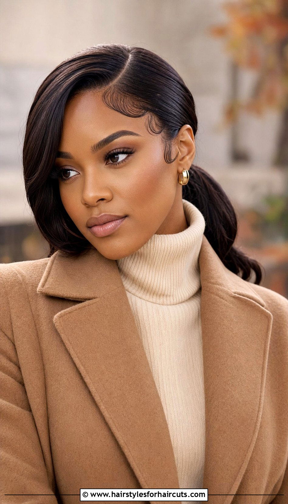 Low Ponytail With Side Part - 25 low ponytail hairstyles for natural hair - 25 low ponytail hairstyles for natural hair