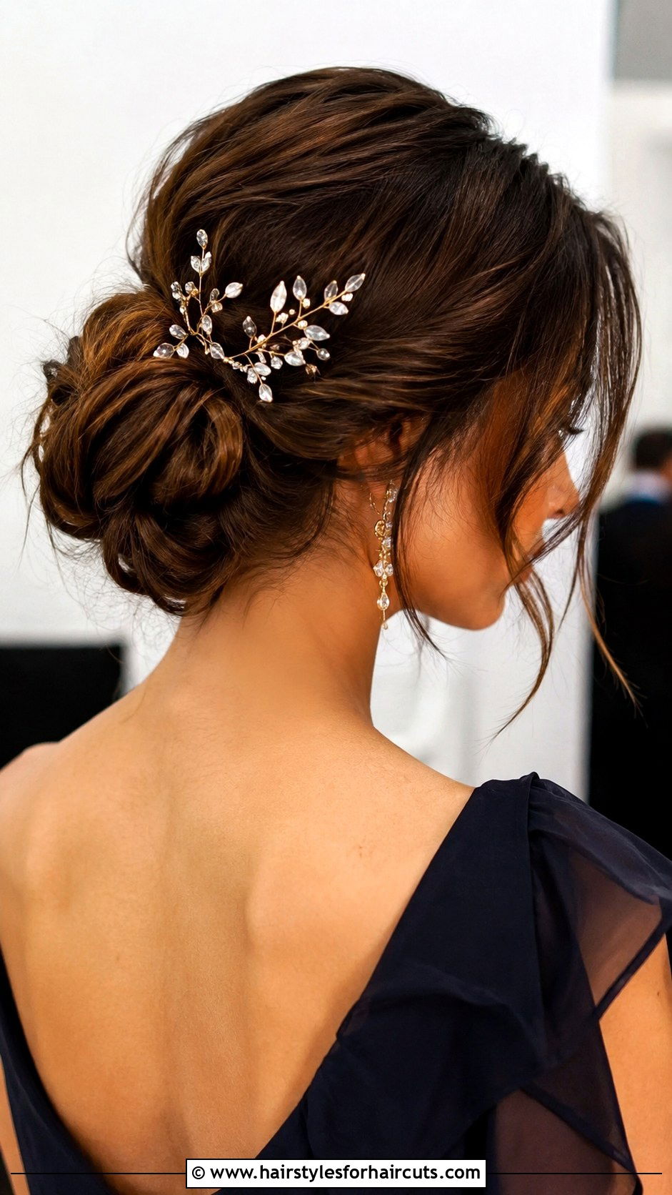 Low Side Bun With Accessories - 25 5 minute hairstyles for frizzy hair - 25 5 minute hairstyles for frizzy hair