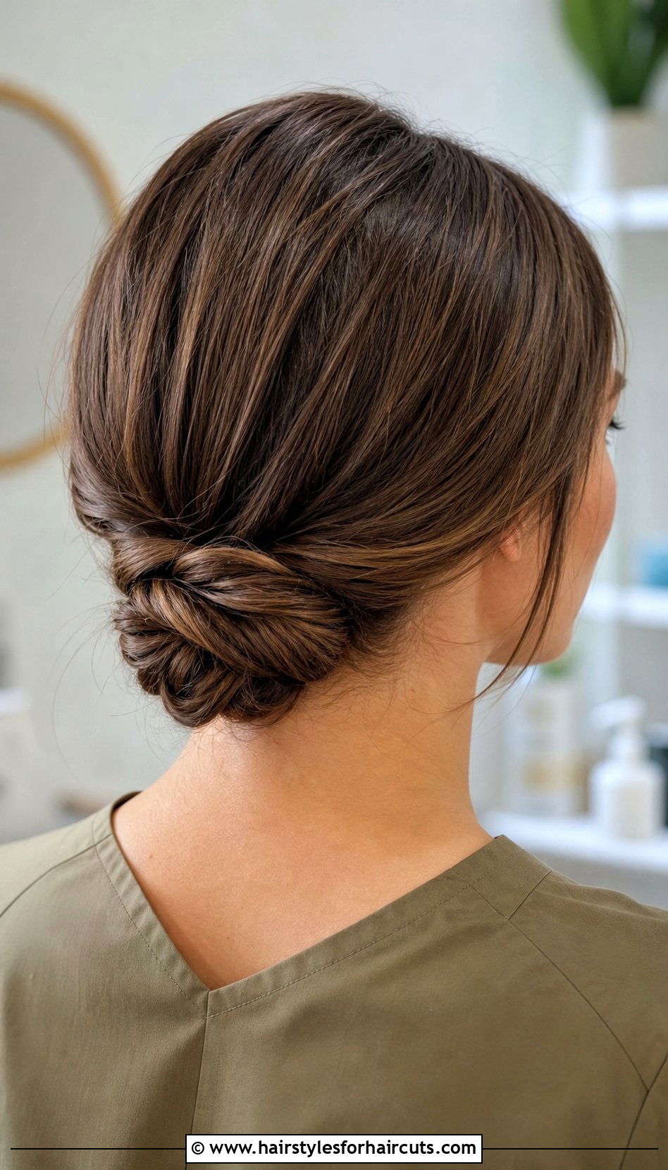 Low Twisted Chignon For Bob - 25 nursing hairstyles for short hair - 25 nursing hairstyles for short hair