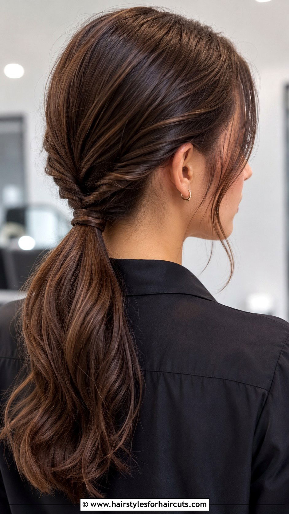 Low Twisted Ponytail - 25 funeral hairstyles - 25 funeral hairstyles