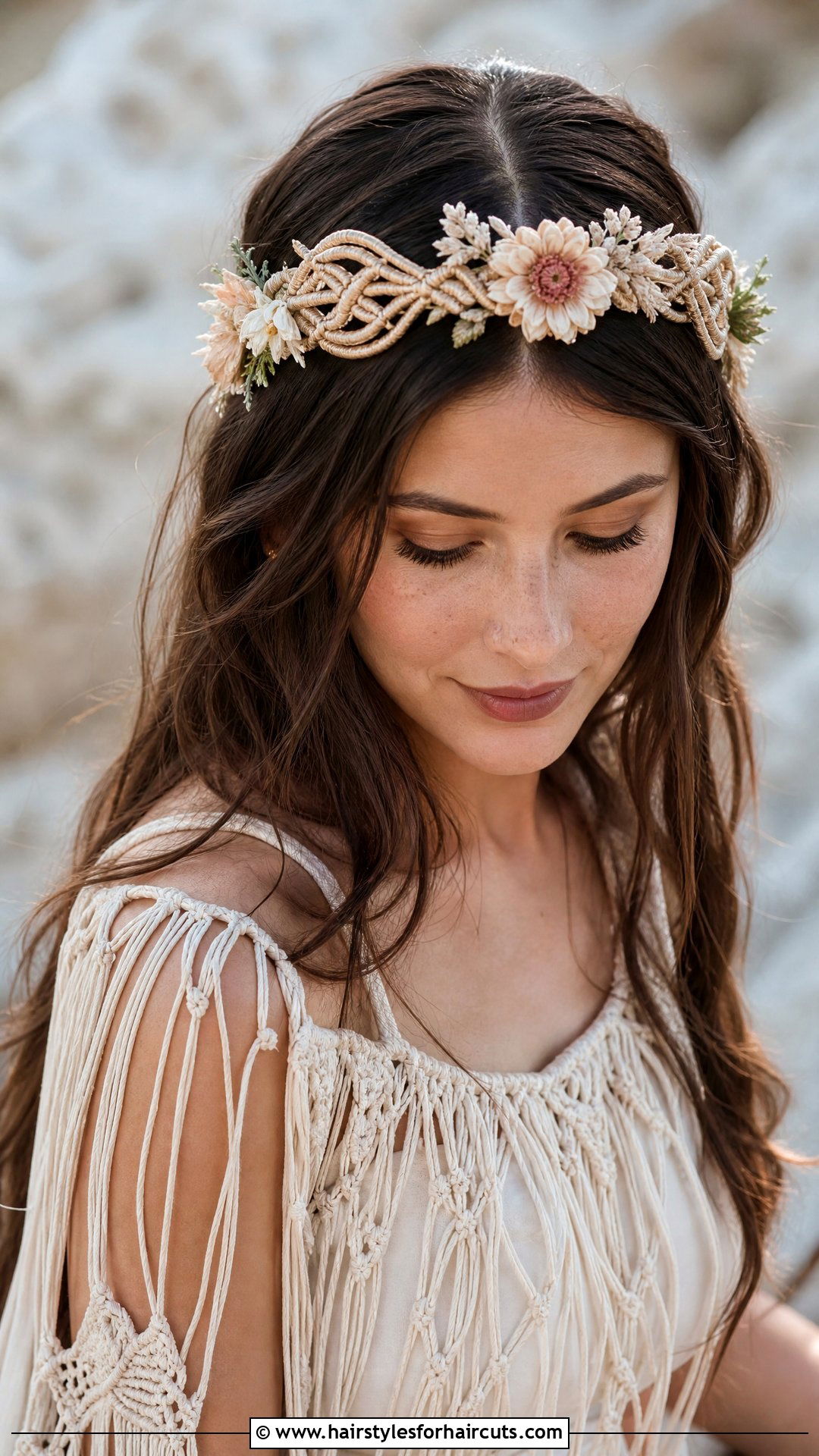 Macrame Braid Flower Crown - 25 flower crown hairstyles for long hair - 25 flower crown hairstyles for long hair