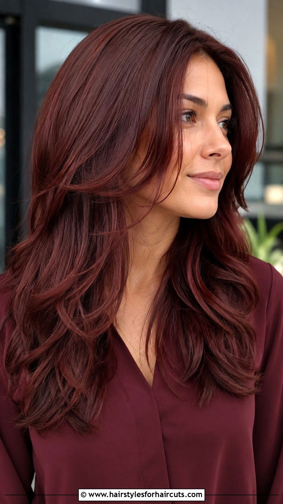 Mahogany Long Layered Cut - 25 color haircuts - 25 color haircuts