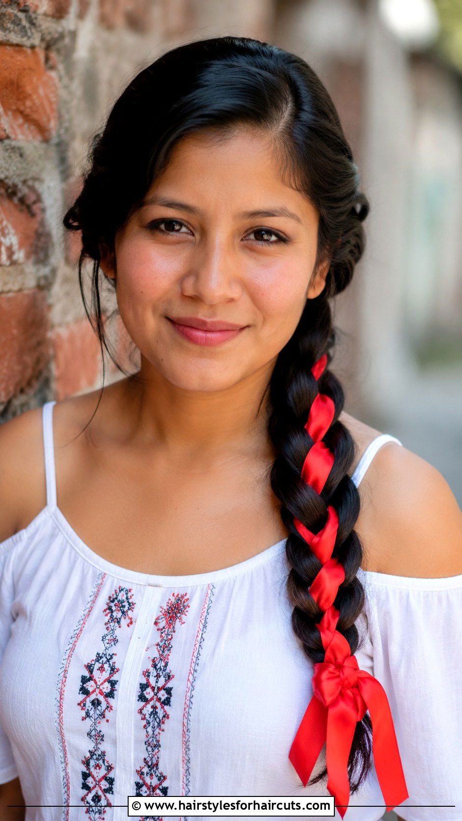 Mayan Side Swept Braid With Ribbon - 25 mayan hairstyles - 25 mayan hairstyles
