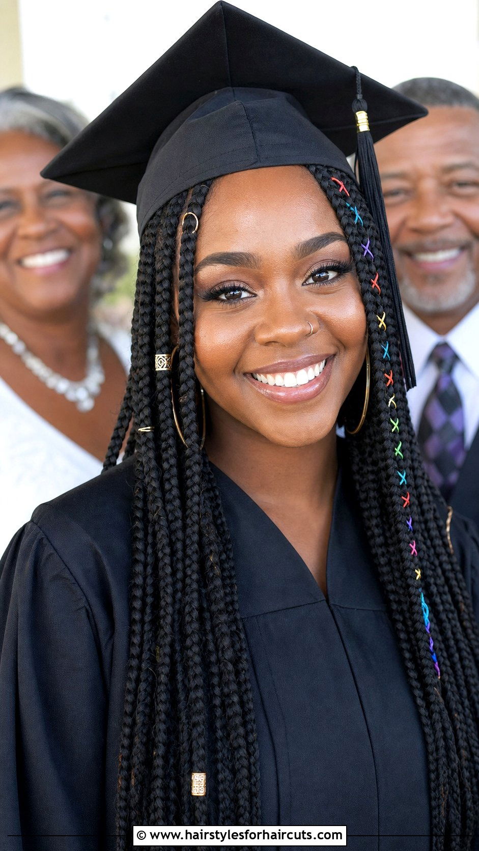 Medium Box Braids With Accessories - 25 graduation hairstyles for black hair braids - 25 graduation hairstyles for black hair braids