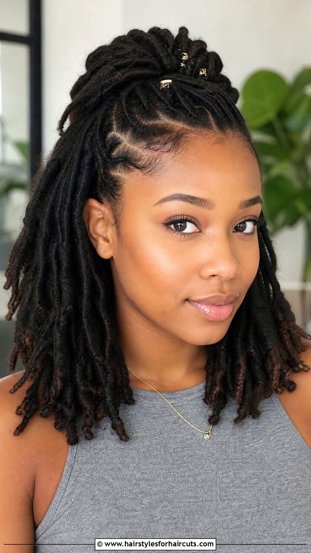 Medium Half Up Half Down Locs - 25 loc hairstyles for medium length hair - 25 loc hairstyles for medium length hair