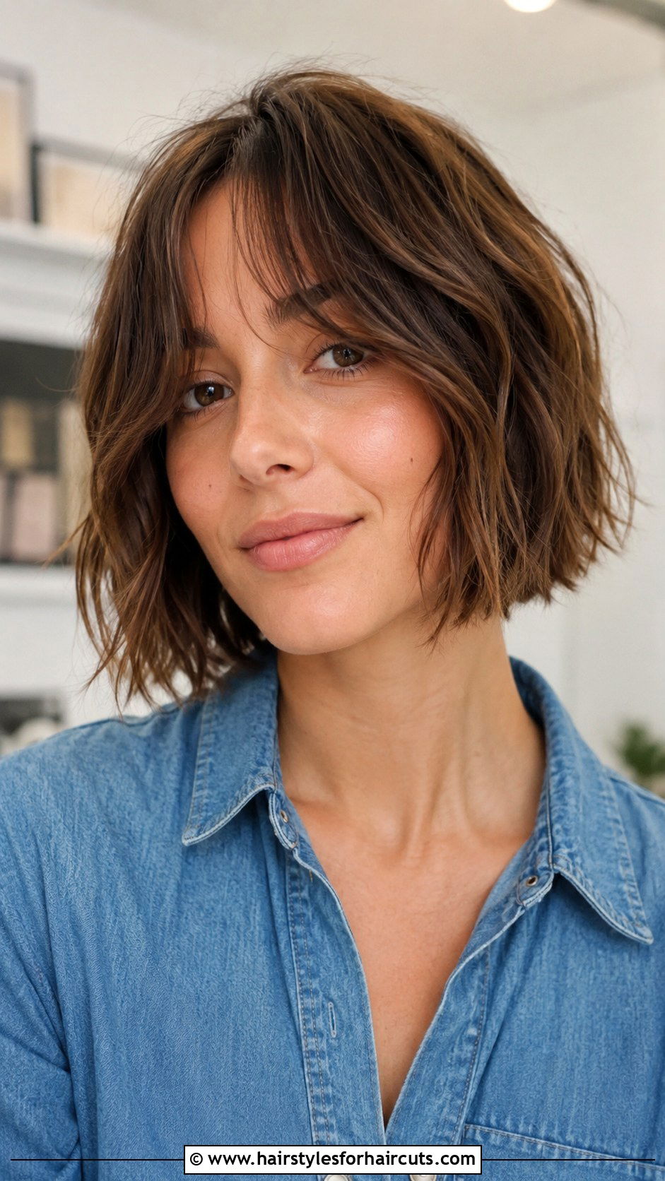 Medium Textured Bob With Curtain Bangs - 25 face framing haircuts for medium hair - 25 face framing haircuts for medium hair