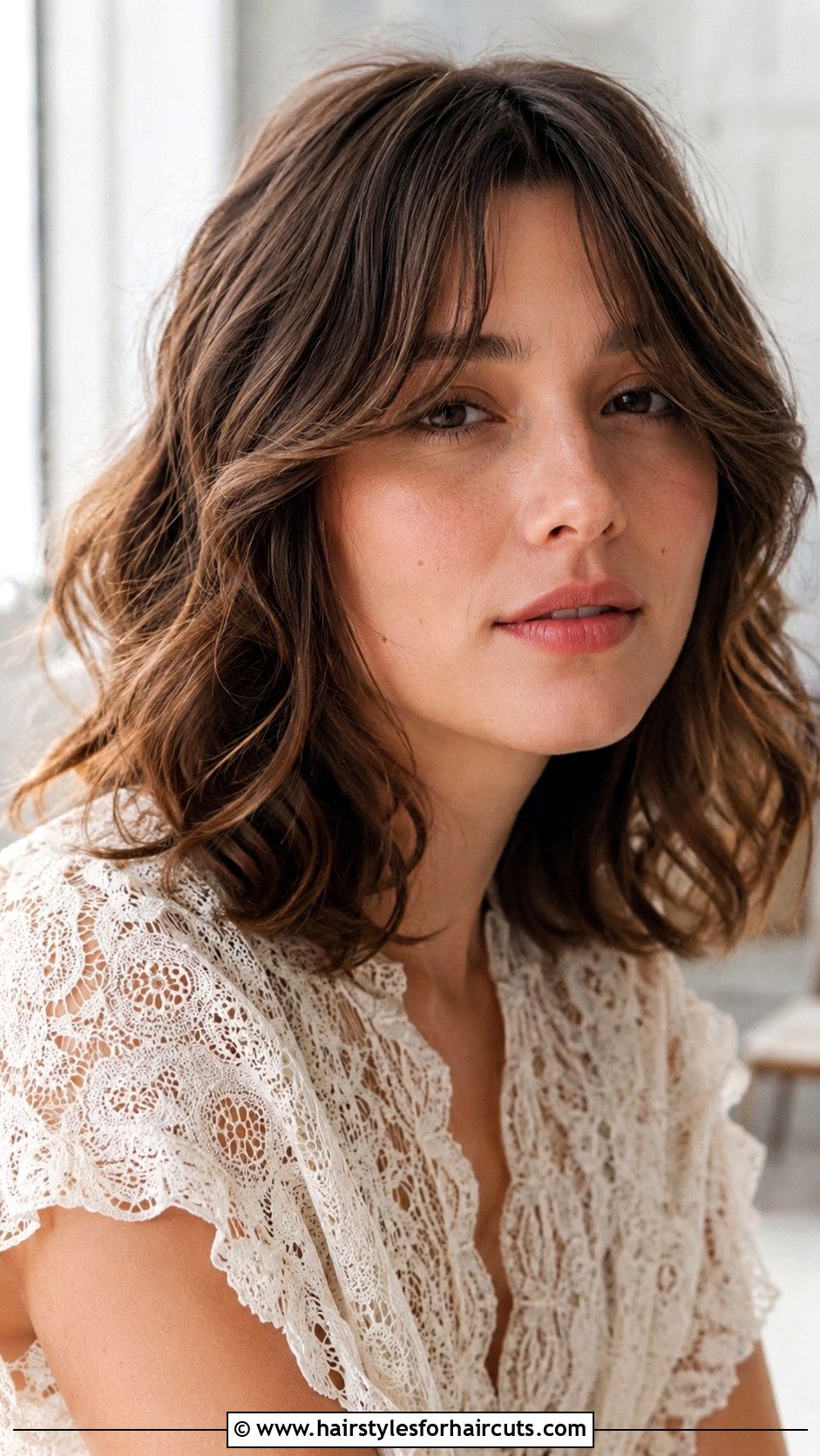 Medium Wavy Cut With Curtain Bangs - 25 haircuts for thick wavy hair - 25 haircuts for thick wavy hair