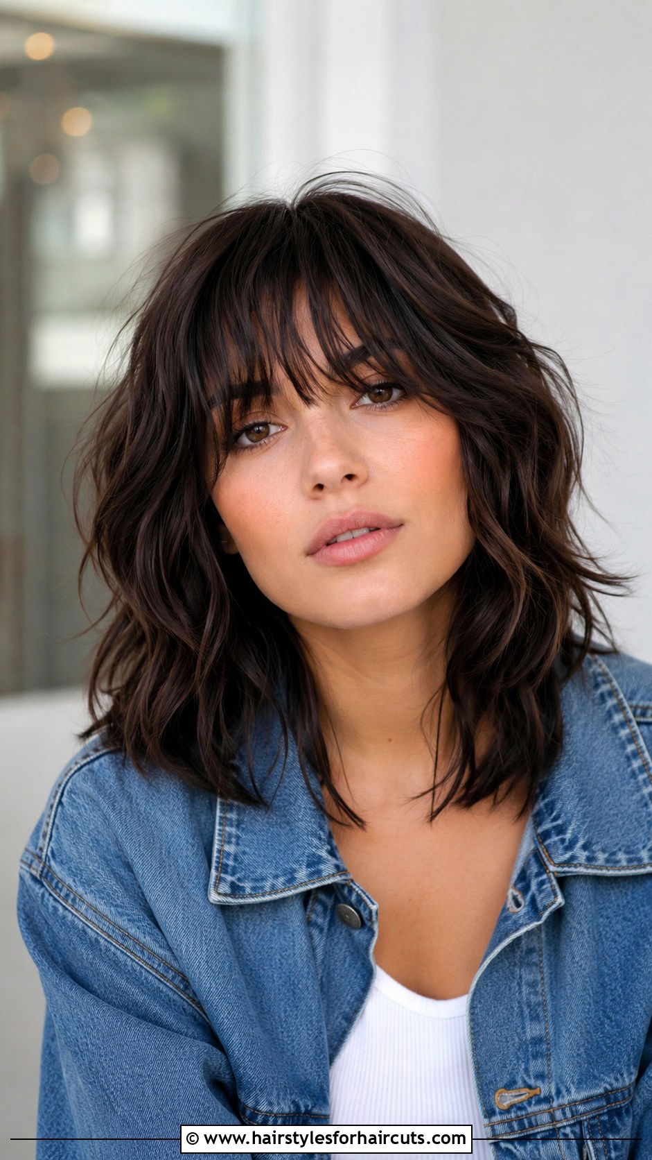 Medium Wavy Shag With Wispy Bangs - 25 haircuts for wavy hair with bangs - 25 haircuts for wavy hair with bangs