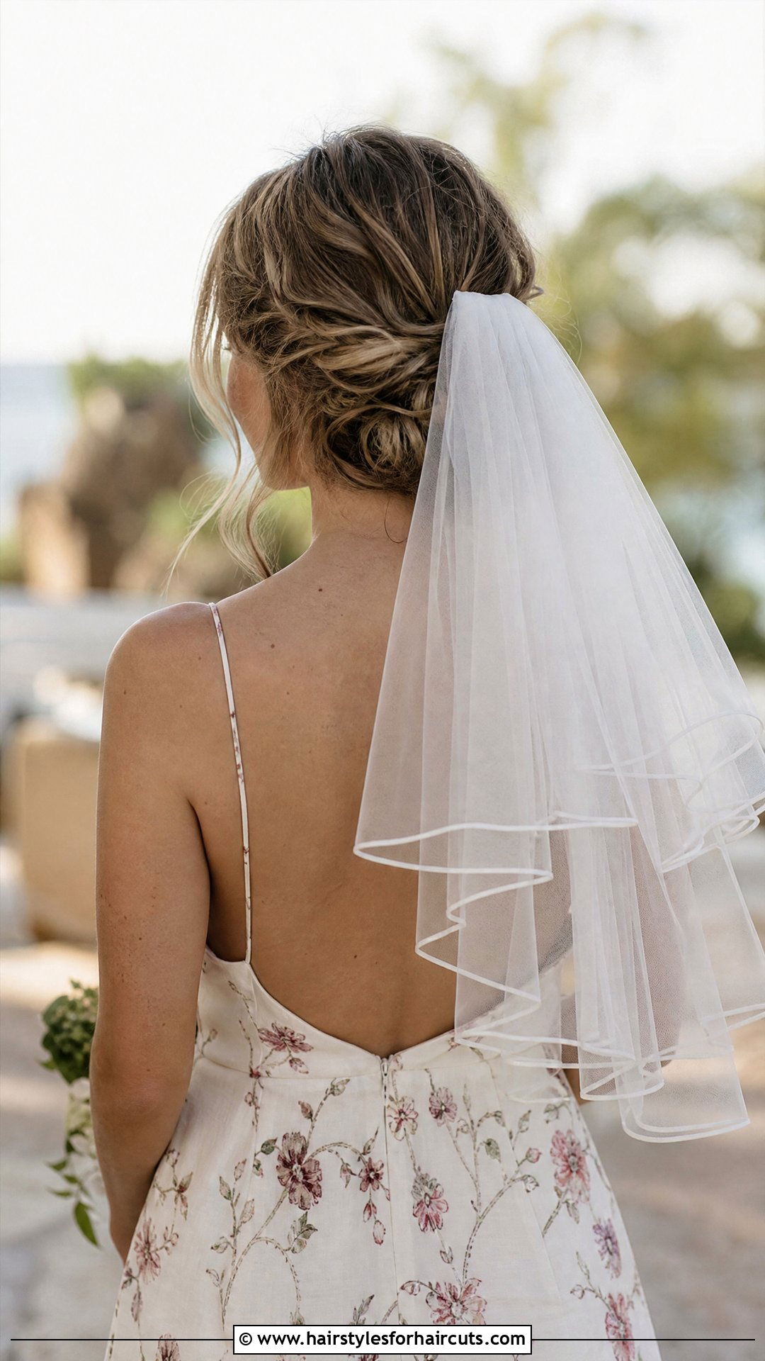 Messy Bob Updo With Two Tier Veil - 25 wedding hairstyles for short hair with veil - 25 wedding hairstyles for short hair with veil