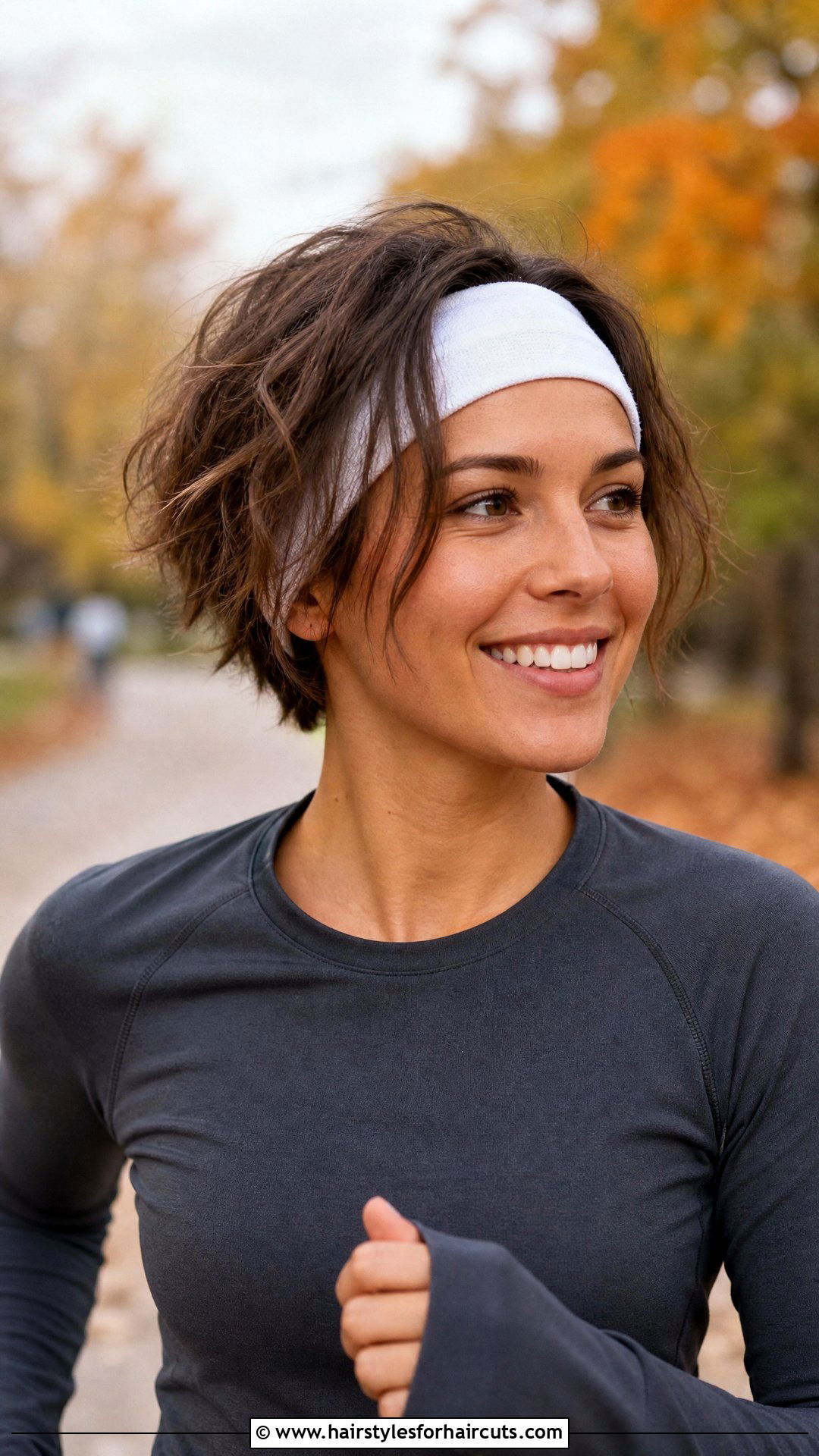 Messy Bob With Cotton Athletic Headband - 25 bob haircuts workout headbands for short hair - 25 bob haircuts workout headbands for short hair